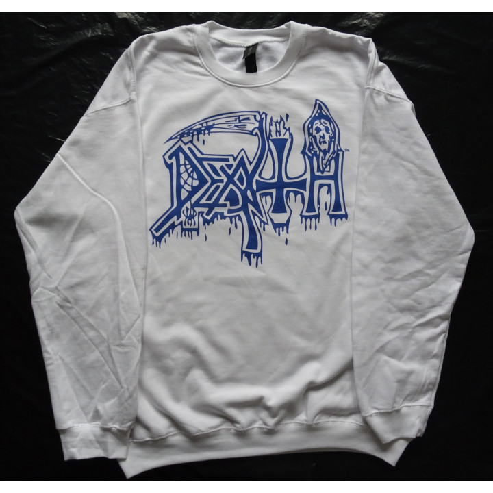 Death Posterized White Crewneck Sweatshirt New Official Pullover All Size Alle Größe Death Metal Real Photo