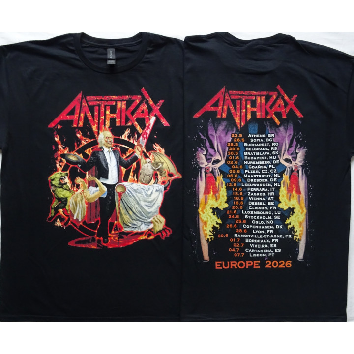Anthrax Europe Tour 2026 Free Shipping Official T-Shirt Tour Dates Kostenloser Versand Cursum Perficio EU Tour Dateback Tee
