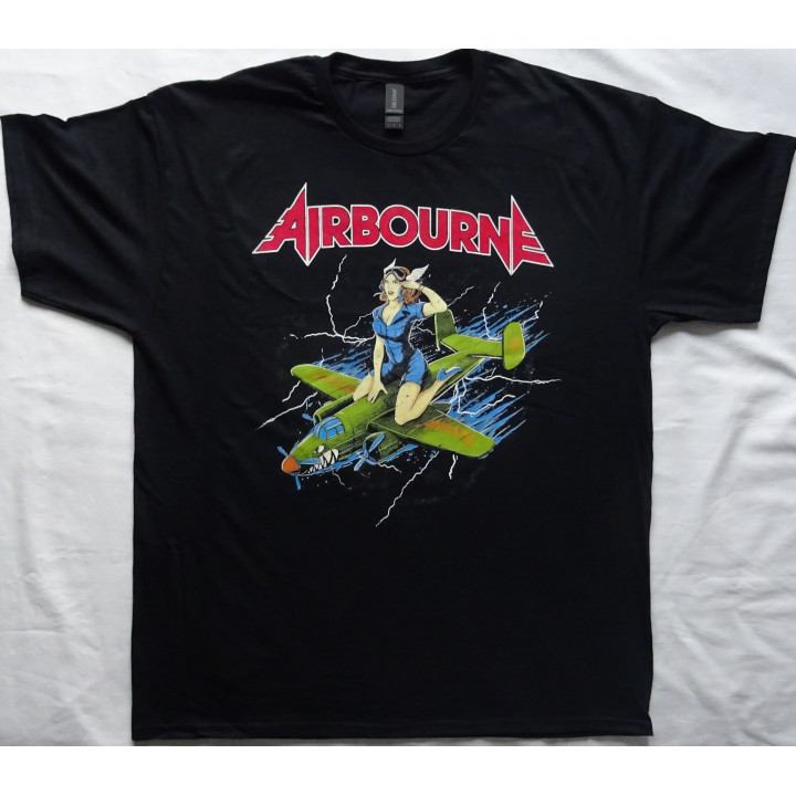 Airbourne Free Shipping Official T-Shirt Straddled Pin-Up Official T-Shirt