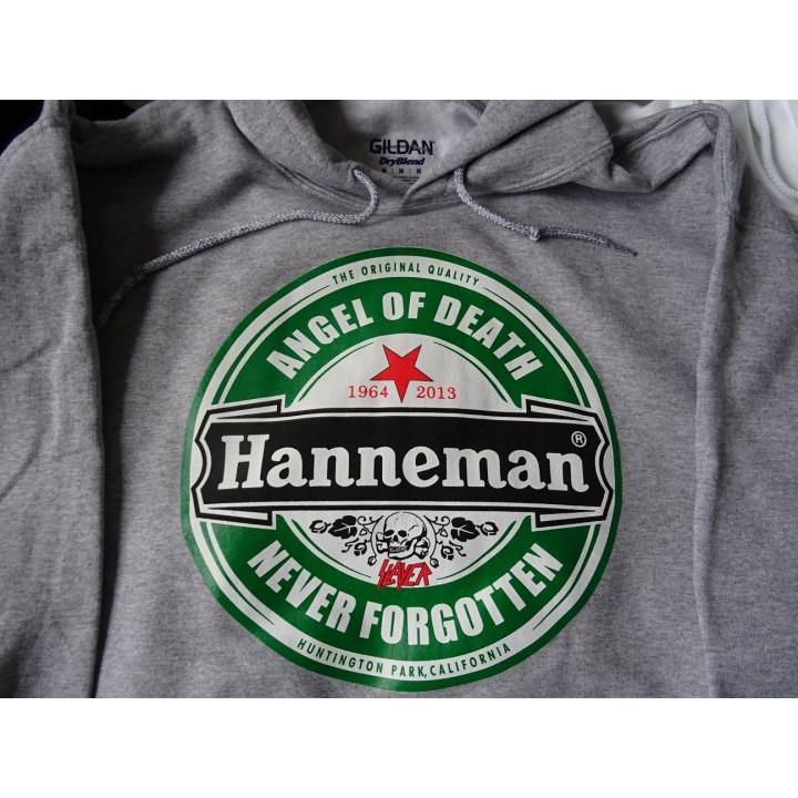 Slayer Angel of Death Jeff Hanneman 1964 - 2013 Never Forgotten Huntington Park California Grey Hoodie Gildan Men DryBlend™
