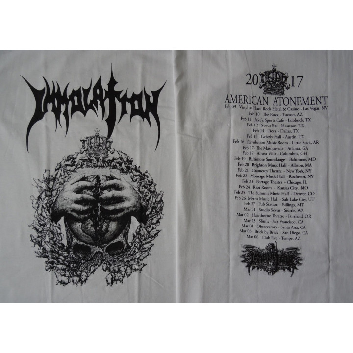 Immolation American Atonement Us Tour 2017 Official White T-Shirt 