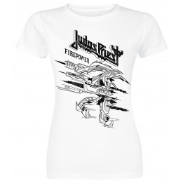 JUDAS PRIEST Firepower GIRLY WOMEN Drawing White Official T-Shirt