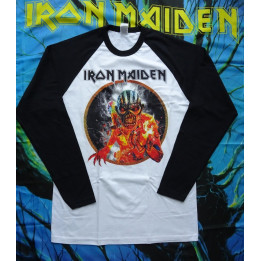 Iron Maiden The Book Of Souls Official Longsleeve T-Shirt White / Black Sleeve
