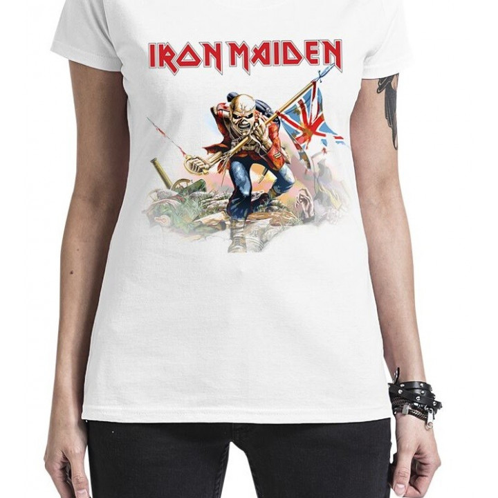 IRON MAIDEN Official The Trooper White GIRLY WOMEN T-shirt