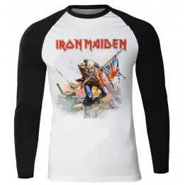Iron Maiden The Trooper Official Longsleeve T-Shirt White / Black Sleeve