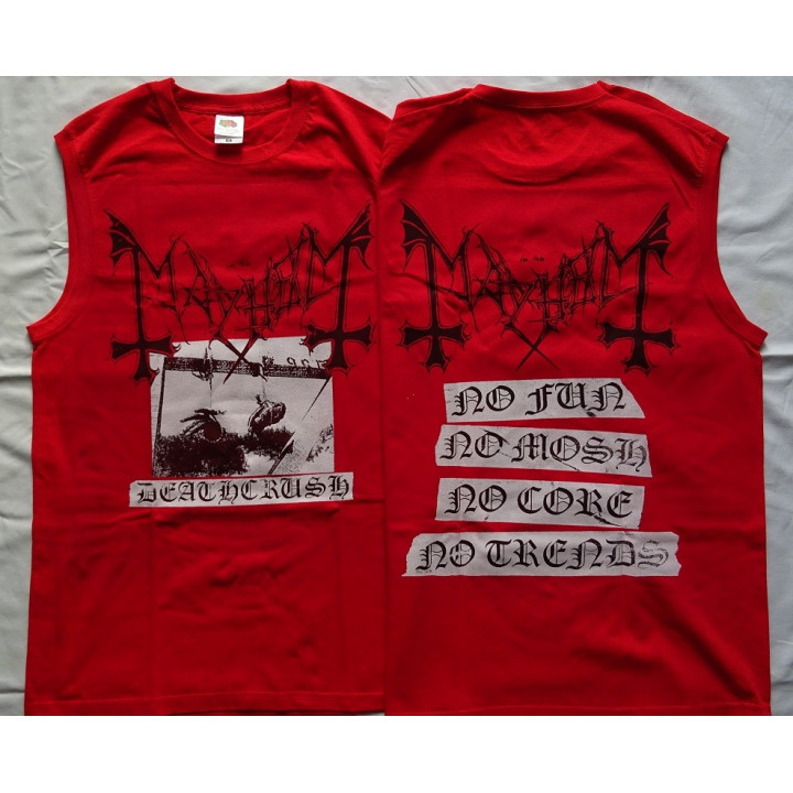 Mayhem Deathcrush No Fun ! No Mosh ! No Core ! No Trends ! TopTank Red Official Merchandise