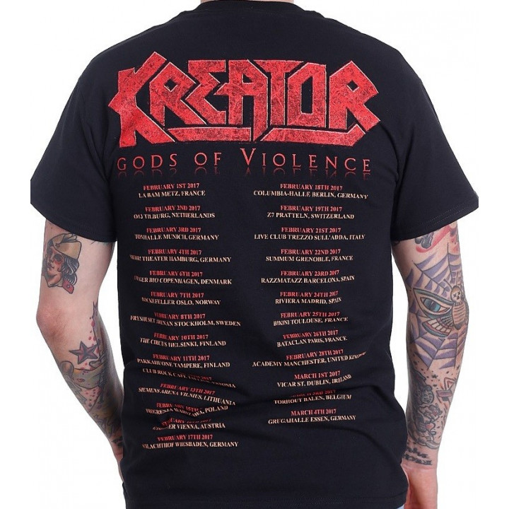 KREATOR OFFICIAL Gods of Violence 2017 Europe Tour T-Shirt