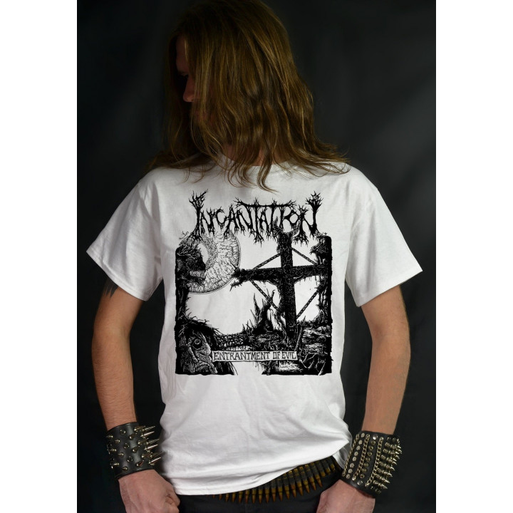 INCANTATION Entrantment of Evil Official Merchandise Luxi Artwork White T-Shirt