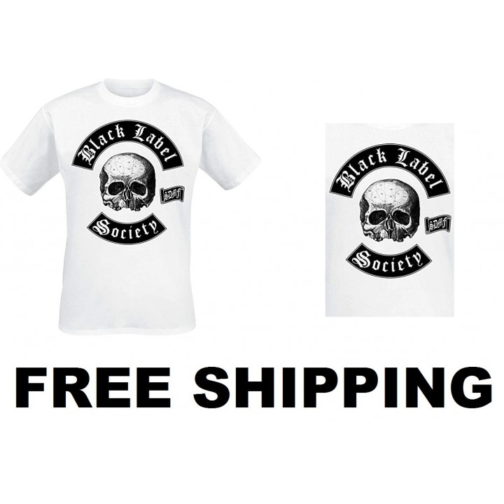 Black Label Society Skull Logo Official T-Shirt White Weiß Free Shipping