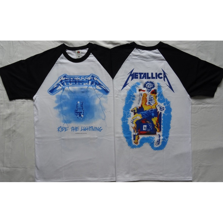 Metallica Ride the Lightning Official Original Baseball T-Shirt Classic Thrash Metal REAL PHOTO ! (NO PHOTO SHOP !)