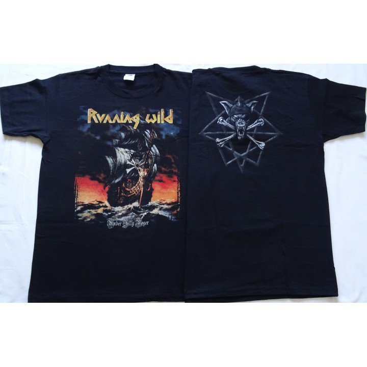 Running Wild Under Jolly Roger Official T-Shirt Old Skull Heavy Metal Power Metal Pirate Metal