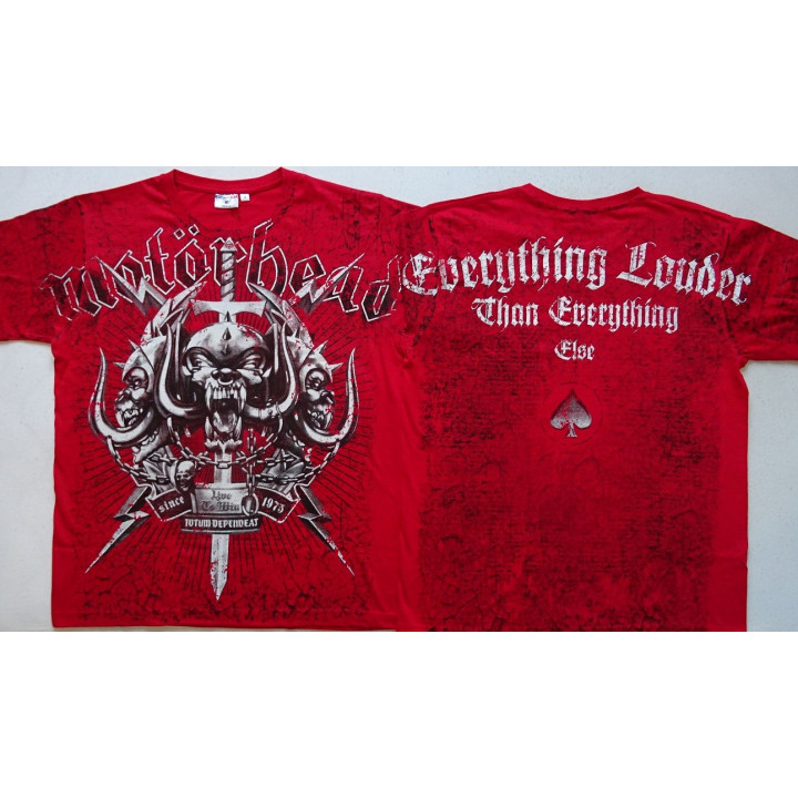 Motörhead Since 1975 Live To Win Totum Dependeat Everything Louder Than Everything Else Official Red All Print T-Shirt Lemmy