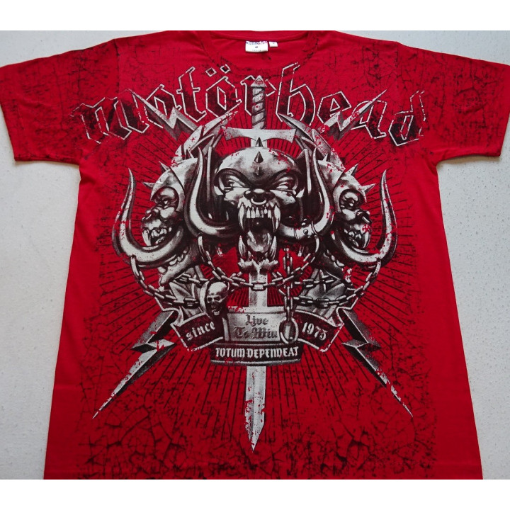 Motörhead Since 1975 Live To Win Totum Dependeat Everything Louder Than Everything Else Official Red All Print T-Shirt Lemmy
