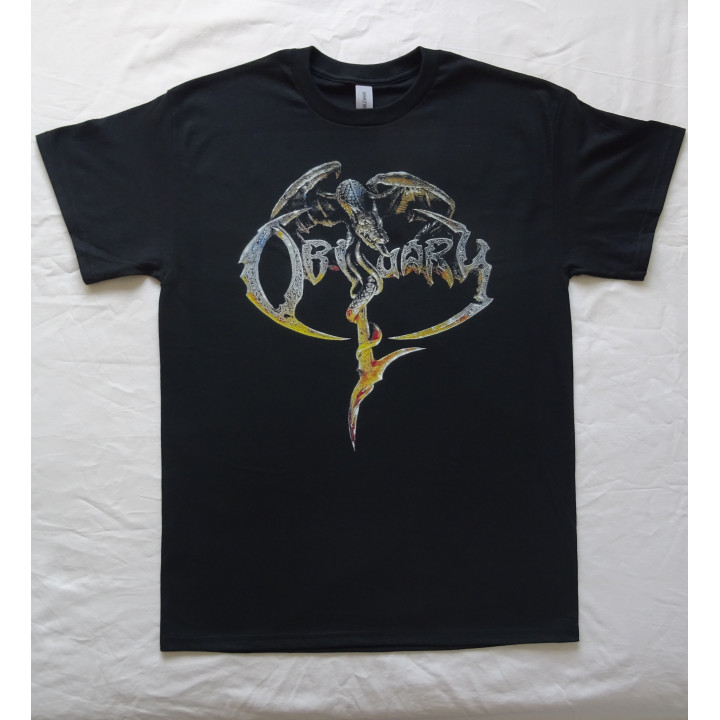 Obituary Logo Dragon Original Official Black T-Shirt 