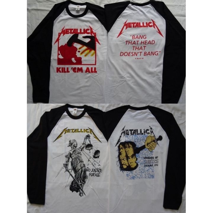 Metallica Kill 'Em All Longsleeve +…And Justice for All Longsleeve Official Original Longsleeve Classic Thrash Metal