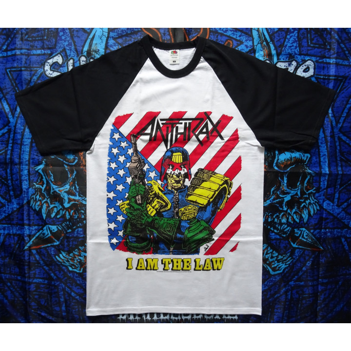 Anthrax I Am The Law Official Baseball T-Shirt Among the Living Thrash Metal The Big Four 