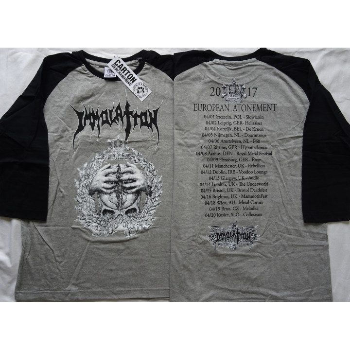 Immolation Atonement European Tour 2017 Official Longsleeve Original 3/4 Sleeve Raglan Grey/Black