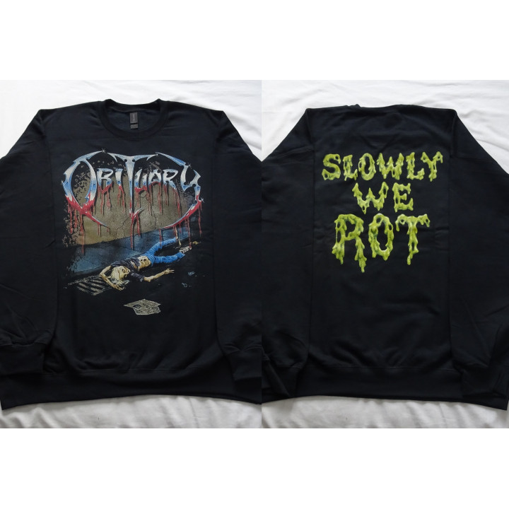 Obituary Slowly We Rot Free Shipping Official Oversized Crewneck Sweatshirt Gildan Without a Hood Männer Ohne Kapuze