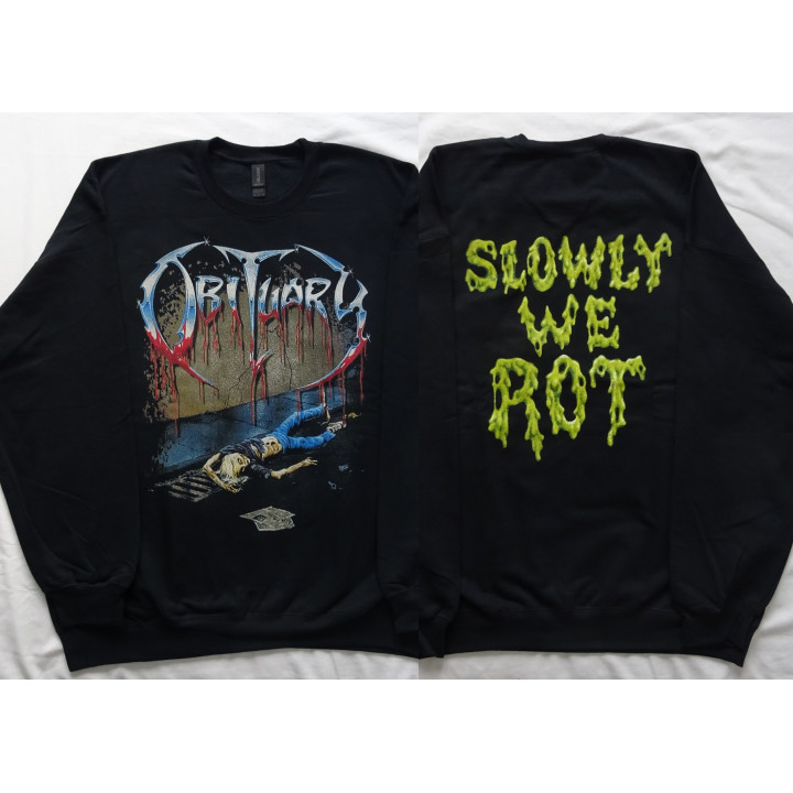 Obituary Slowly We Rot Free Shipping Official Oversized Crewneck Sweatshirt Gildan Without a Hood Männer Ohne Kapuze