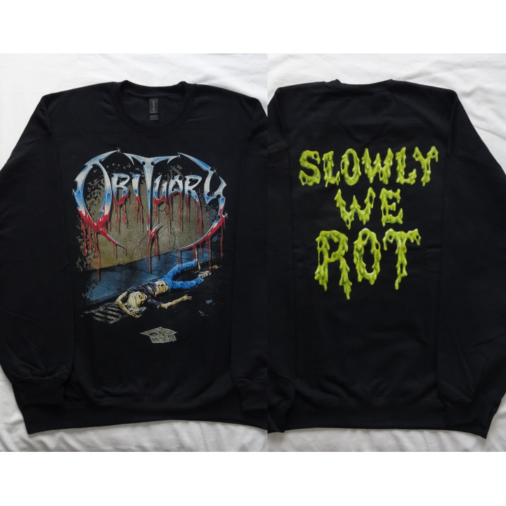 Obituary Slowly We Rot Free Shipping Official Oversized Crewneck Sweatshirt Gildan Without a Hood Männer Ohne Kapuze