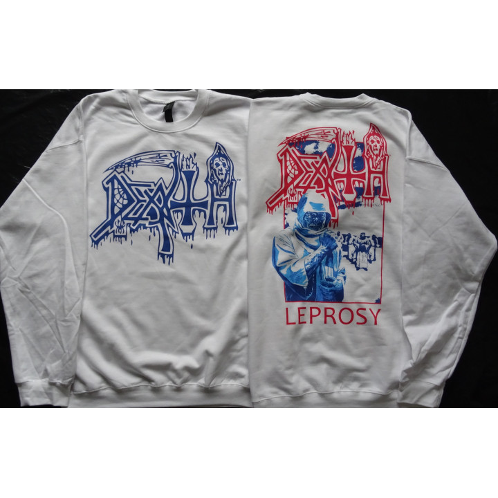 Death Leprosy Posterized White Crewneck Sweatshirt New Official Pullover All Size Alle Größe Death Metal Real Photo