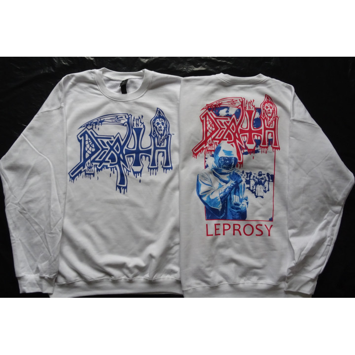 Death Leprosy Posterized White Crewneck Sweatshirt New Official Pullover All Size Alle Größe Death Metal Real Photo