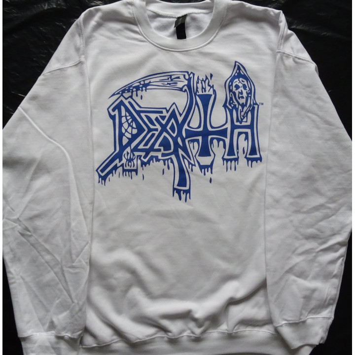 Death Posterized White Crewneck Sweatshirt New Official Pullover All Size Alle Größe Death Metal Real Photo